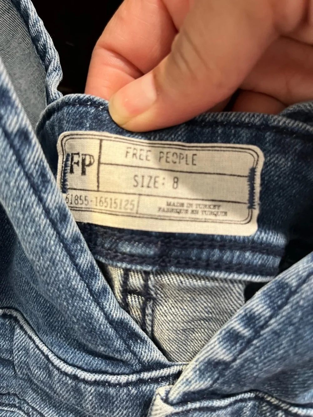 Free People Blue Denim Cropped Wide Leg Overalls  Sz. 8 - Picture 7 of 9